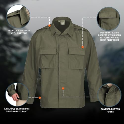 Propper Men's BDU Shirt – Long Sleeve, Olive, XX-Large Regular - Image 4