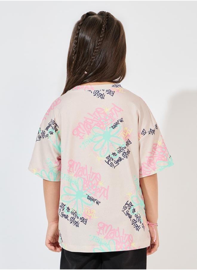 Styli Oversized All Over Print T-Shirt with Dropped Shoulder  - Image 4