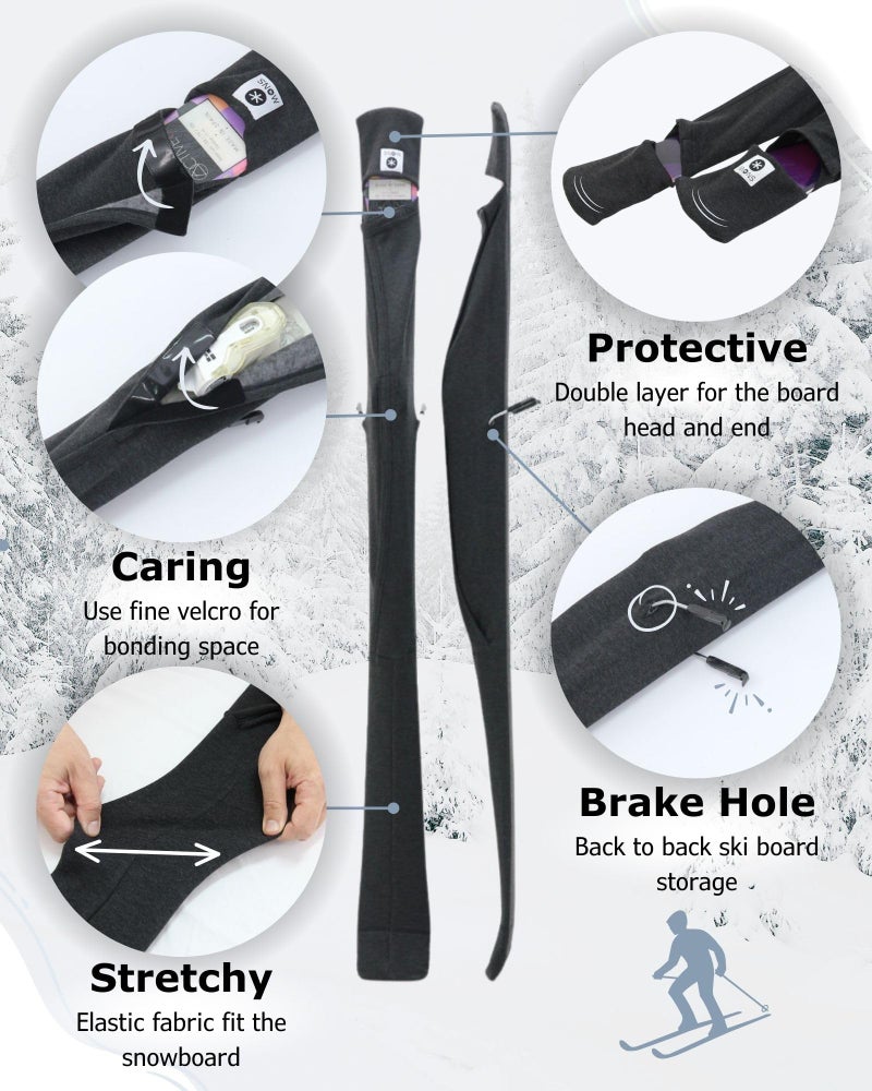 MONS Snow Skis Protection Fabric Soft Sleeve Cover Wide Open Easy Pack (L) - Image 4