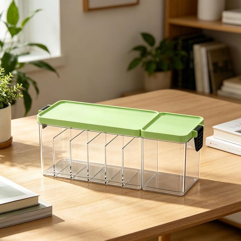 Bewinner Green Cable Organizer Box - Fully Enclosed Phone Charger Organizer, Multifunctional Portable Cord Storage with Dustproof Lid, Space Saving Wire Box for Travel and Desktop (Green) - Image 2