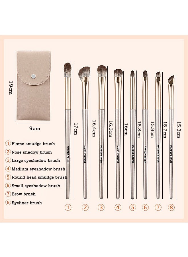 Gecomo 8 Pcs Eyeshadow Brush Set, Professional Eye Makeup Brushes with PU Leather Bag, Makeup Tools  - Image 2