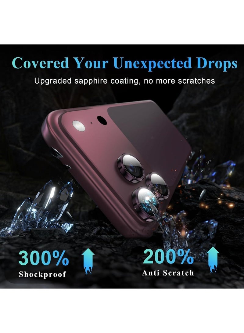 DUSALA Camera Lens Protector for iPhone 18 Pro Max, [1 Step Installation] Scratch-Resistant Ultra-thin Tempered Glass with Metal Edging, Case Friendly (Wine Red) - Image 2