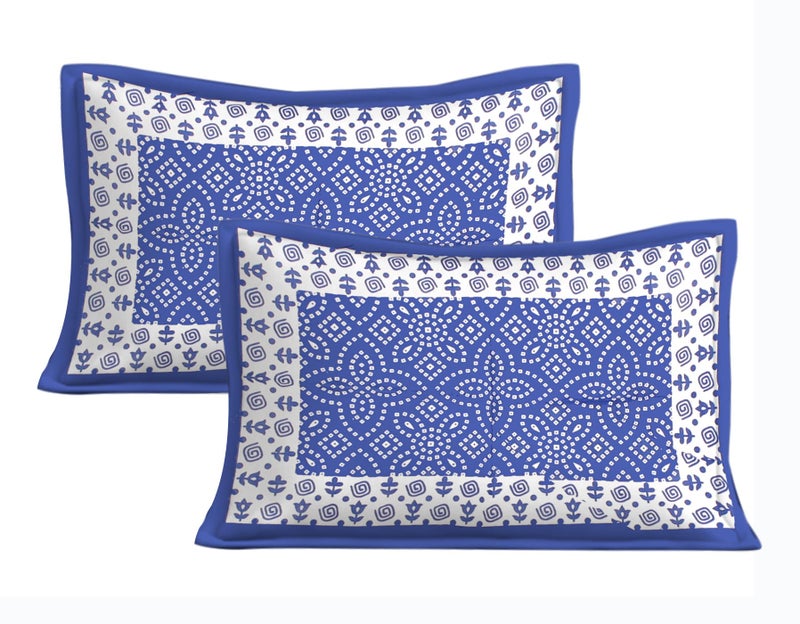 EarlyMart 100% Cotton Double Bedsheet for Double Bed King Size Traditional Jaipuri Bedsheet with 2 Pillow Covers - Multi051 - Image 5