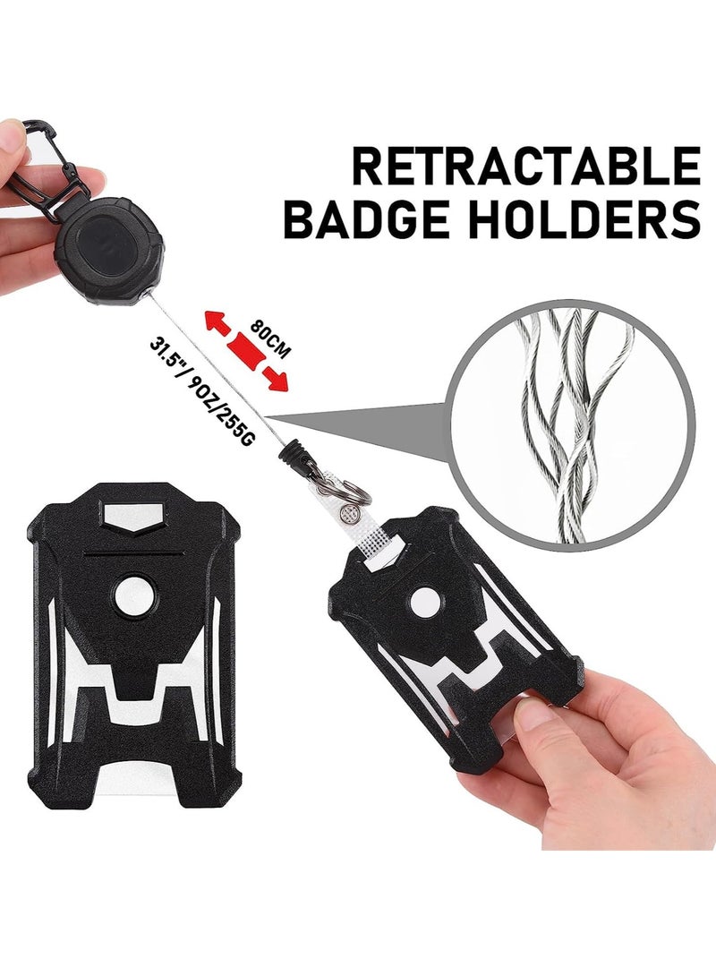 SYOSI Retractable Badge Holders, Tactical ID Card Holder with Heavy Duty 31.5" Retractable Badge Reel Key Chain - Black Retractor for Secure Key and ID Card Management  - Image 3