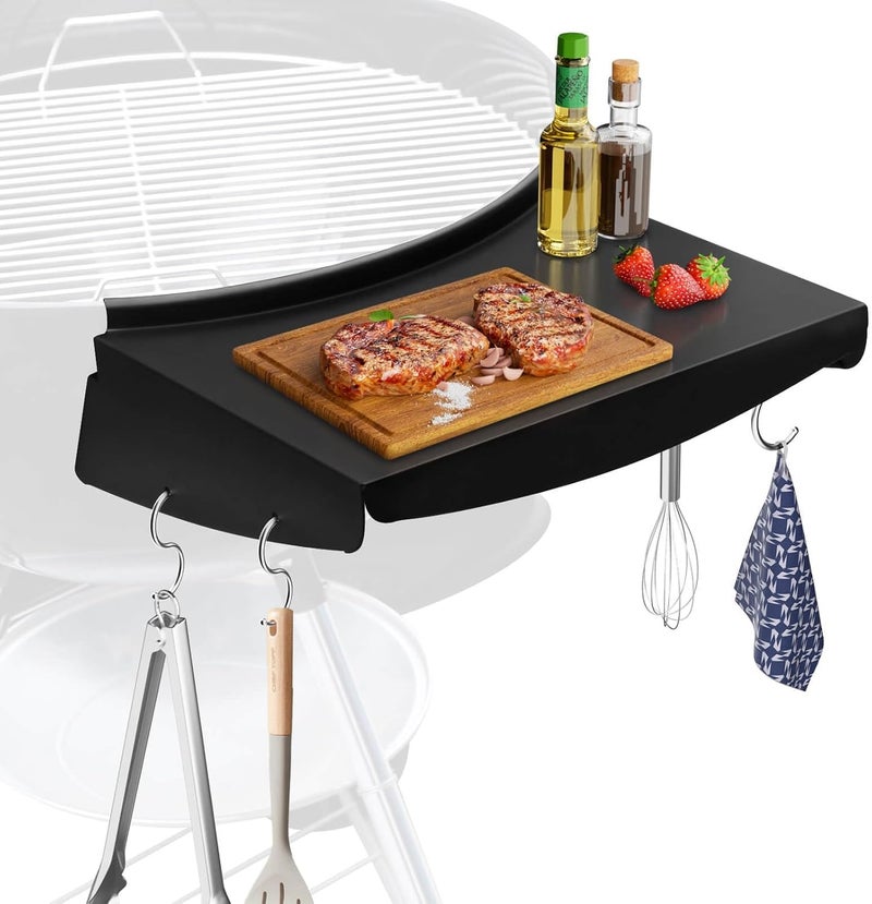 GRISUN Grill Table Shelf for Weber Kettle Grills 22 Inch, Side Table Shelf for Weber Master Touch, Premium, Original Charcoal Grill, Kettle Grill Accessories, Black Powder Coated Steel BBQ Table Shelf - Image 3