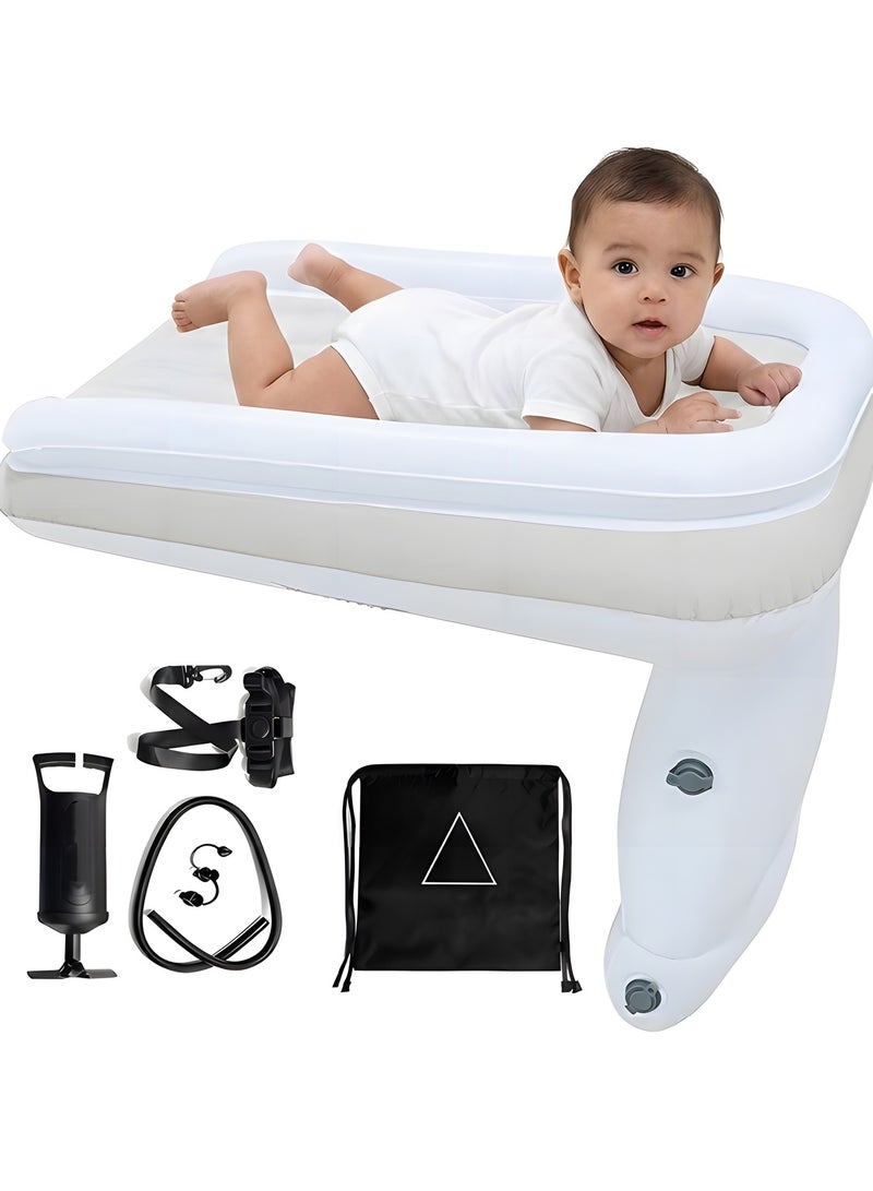 Airplane Bed for Toddler,Inflatable Toddler Car Travel Bed,Airplane Footrest Seat Extender for Kids,Infant Airplane Bed Included Inflatable Travel Bed, Manual Inflatable Pump, Travel Bag - Image 1