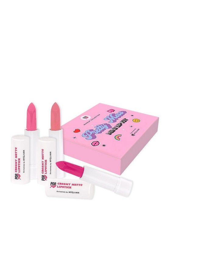 MyGlamm POPxo Makeup Collection, Pretty Mess Mini Lip Kit Lipstick, Crème Finish Paraben-Free, Long Lasting Formula Cream, 3-in-1 Combo, 2.5 g - Image 1