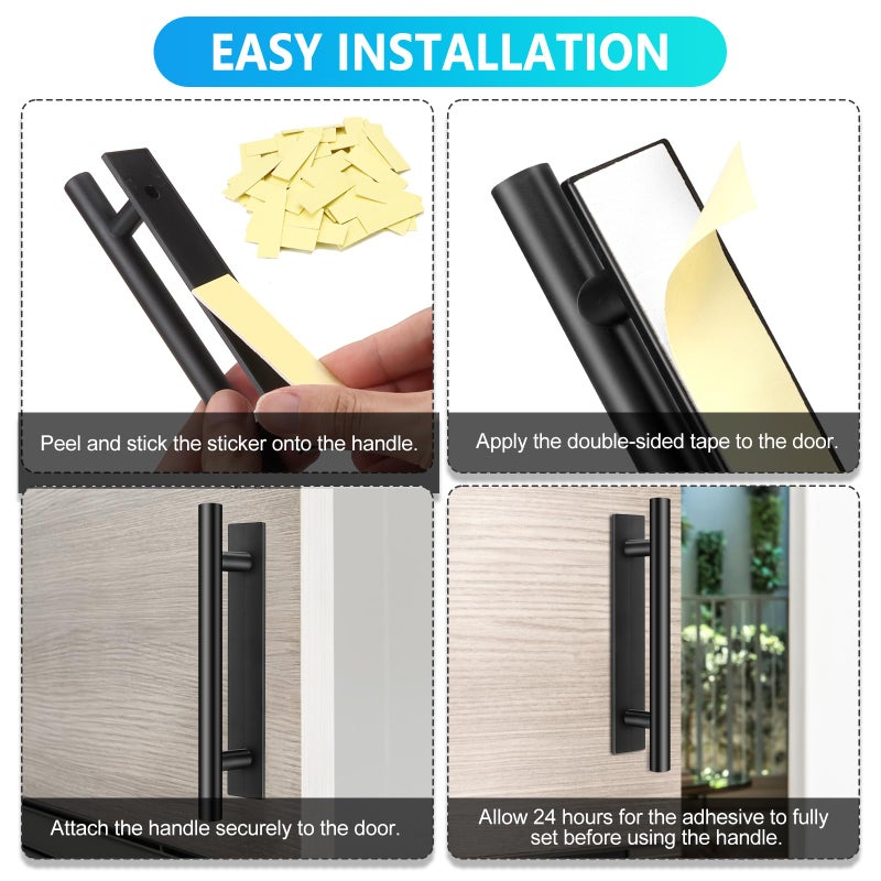Draupnir Self-Stick Push Pull Helper, 30 Pack Drawer Pulls ABS Plastic Adhesive Door Handles Peel and Stick Cabinet Handles for Kitchen Cabinet Sliding Door Furniture (Black) - Image 3