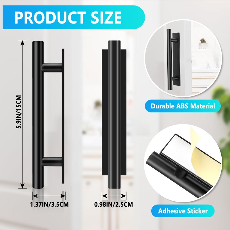 Draupnir Self-Stick Push Pull Helper, 30 Pack Drawer Pulls ABS Plastic Adhesive Door Handles Peel and Stick Cabinet Handles for Kitchen Cabinet Sliding Door Furniture (Black) - Image 2