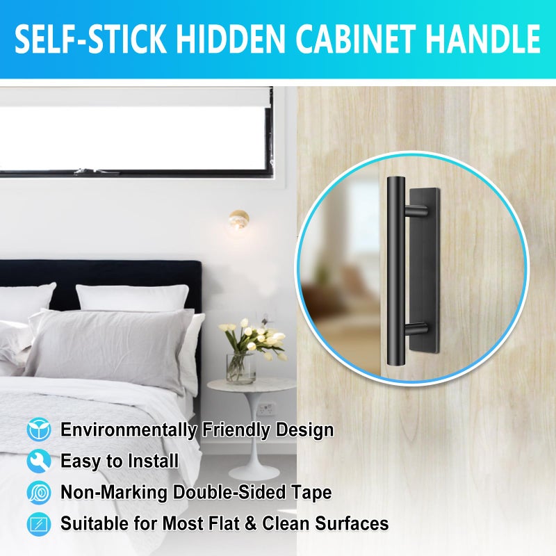 Draupnir Self-Stick Push Pull Helper, 30 Pack Drawer Pulls ABS Plastic Adhesive Door Handles Peel and Stick Cabinet Handles for Kitchen Cabinet Sliding Door Furniture (Black) - Image 5