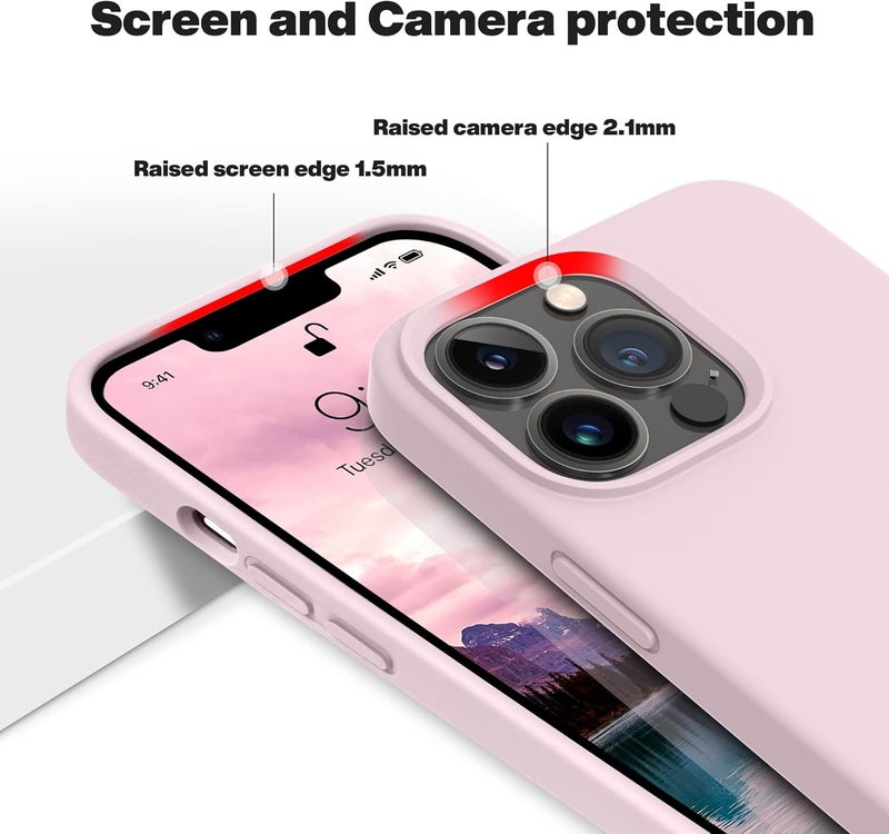 اوتوفلاي حافظة مصممة لـ iPhone 13 Pro Max، حافظة هاتف سيليكون مقاوم للصدمات رفيعة ونحيفة لـ iPhone 13 Pro Max 6.7 بو��ة (وردي جليدي) - Image 5