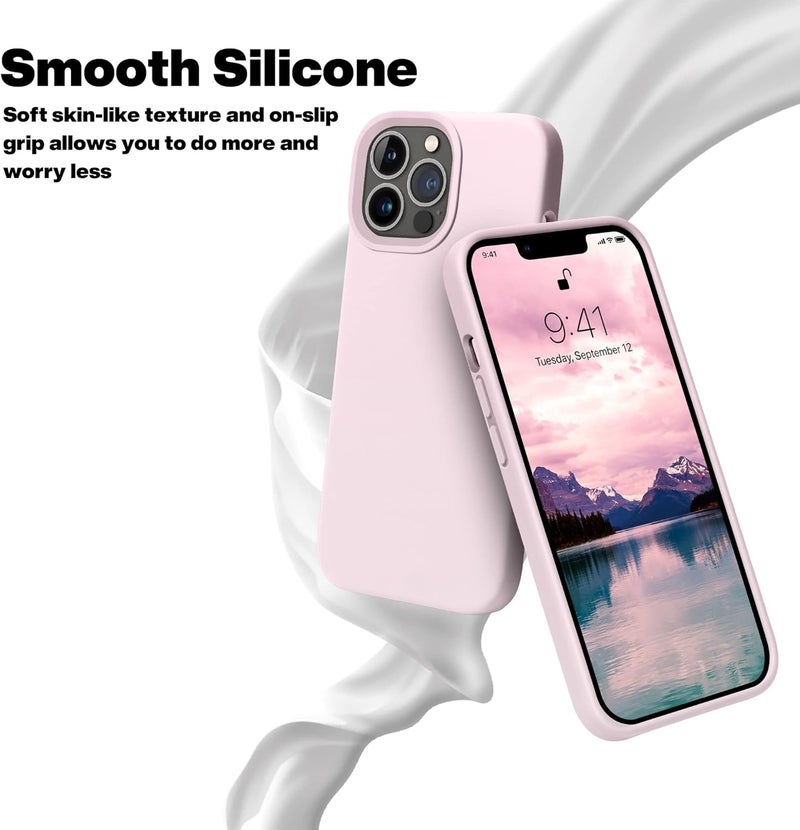 اوتوفلاي حافظة مصممة لـ iPhone 13 Pro Max، حافظة هاتف سيليكون مقاوم للصدمات رفيعة ونحيفة لـ iPhone 13 Pro Max 6.7 بو��ة (وردي جليدي) - Image 2