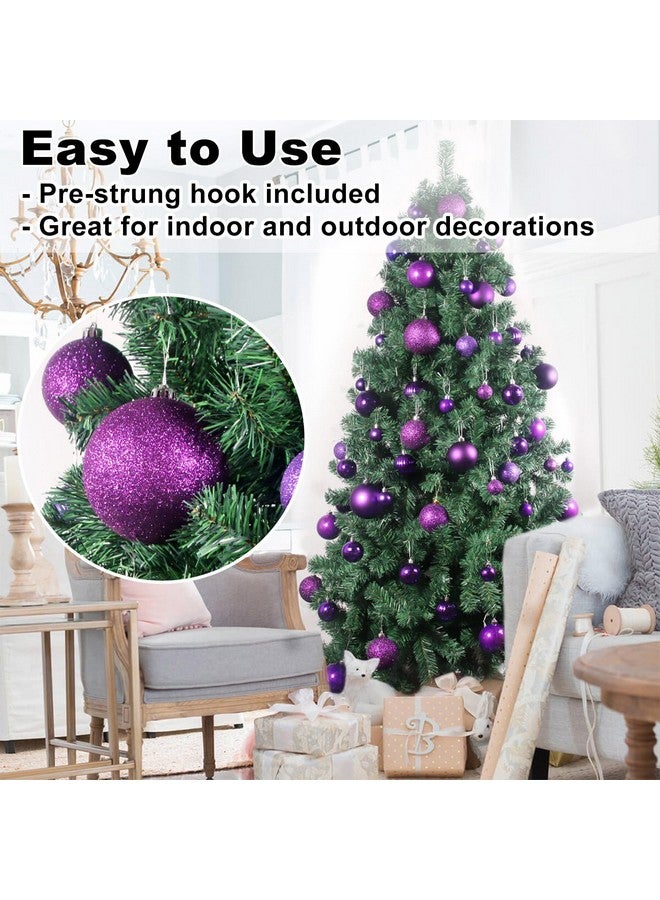 جايم إكسل كرات عيد الميلاد الأرجوانية الكبيرة مقاس 4.0 بوصة - زينة شجرة عيد الميلاد - كرات معلقة مقاومة للكسر لأعياد الميلاد والهالوين وحفلات الزفاف، مجموعة من 4 قطع - Image 5