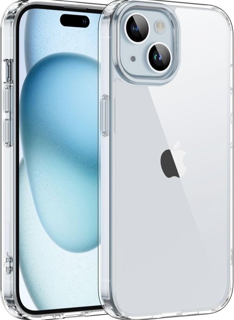 High-quality protective cover, anti-yellowing, shock-resistant, non-scratchable, made of TPU for iPhone 15 , transparent - Image 1