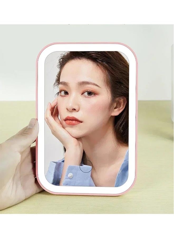 Mini Makeup Mirror With Led Lights Table Beauty Makeup Mirror 3 Colors Light Modes 4k Hd Portable Travel Mirror For Travel Home Office Car 7.7in  - Image 1
