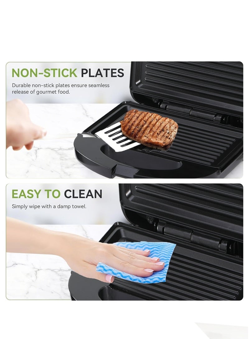 كيوبكسيل شواية صانعة الساندويتشات، لصنع شطائر الجبن المشوية، مزودة بألواح شواء غير لاصقة، ومؤشرات ضوئية، ومقبض بارد الملمس، سهلة التنظيف والتخزين، بقدرة 800 واط. - Image 2