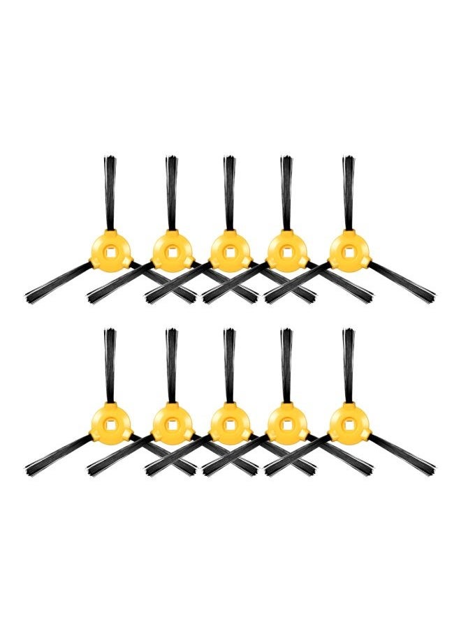 Generic 10-Piece Replacement 3-Armed Side Brushes For Ecovacs Deebot N79 N79S Robotic Vacuum Cleaner H22455-10 Black/Yellow  - Image 1