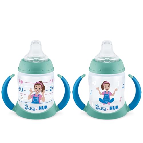 NUK Learner Cup, Ms. Rachel, 5 oz, 6+ Months, 2 Pack – Soft Spout, Easy-Grip Handles, BPA Free, Spill Proof Transition Sippy Cup - Image 1