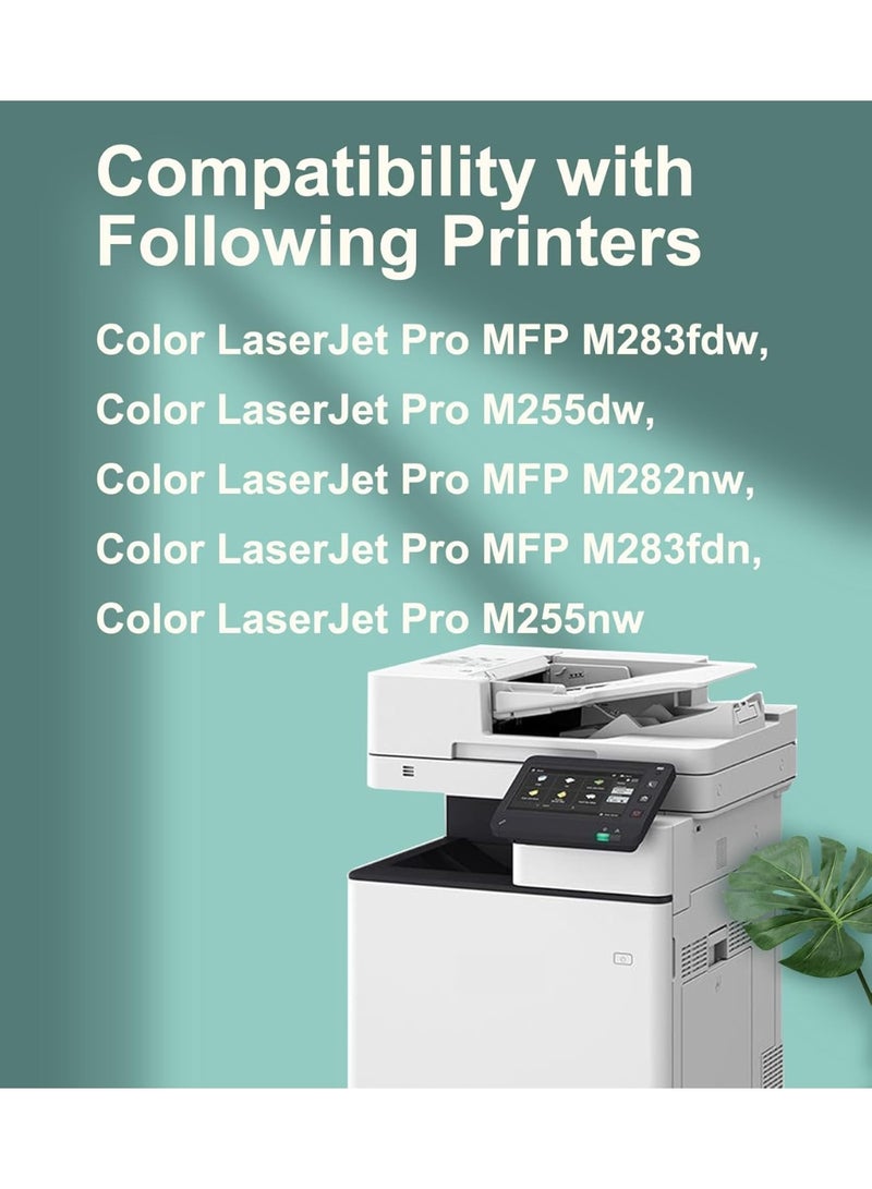 خراطيش حبر متوافقة مع 207A (مع شريحة) ل 207A 207X للألوان LaserJet Pro MFP M283fdw M282nw M283fdn M255dw M255nw W2210A W2211A W2212A W2213A (أسود سماوي أصفر أرجواني ، 4 عبوات) - Image 2