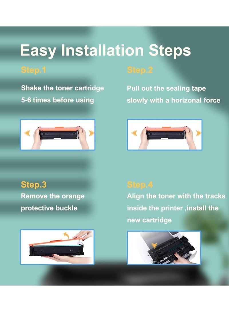 خراطيش حبر متوافقة مع 207A (مع شريحة) ل 207A 207X للألوان LaserJet Pro MFP M283fdw M282nw M283fdn M255dw M255nw W2210A W2211A W2212A W2213A (أسود سماوي أصفر أرجواني ، 4 عبوات) - Image 4