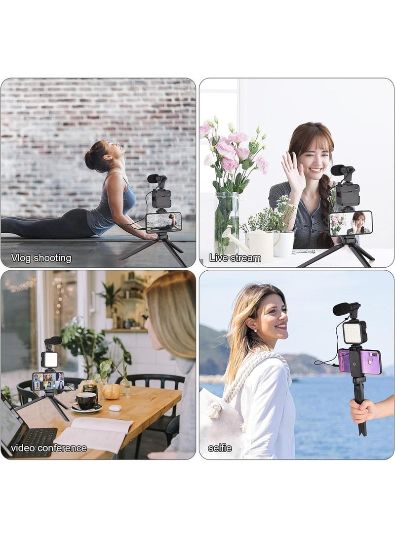 Professional 5-in-1 Vlog Selfie Stick & Tripod with LED Light, Microphone, and Controller for Video Shooting - Image 3