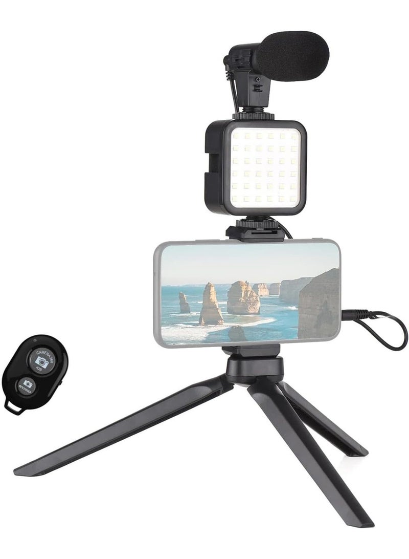 Professional 5-in-1 Vlog Selfie Stick & Tripod with LED Light, Microphone, and Controller for Video Shooting - Image 2