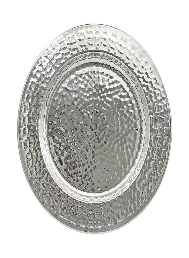 Brightalk 13-Inch Stainless Steel Hammered Charger Plates, Silver Dinner Plate Chargers Set of 6, Round Server Ware - Image 1