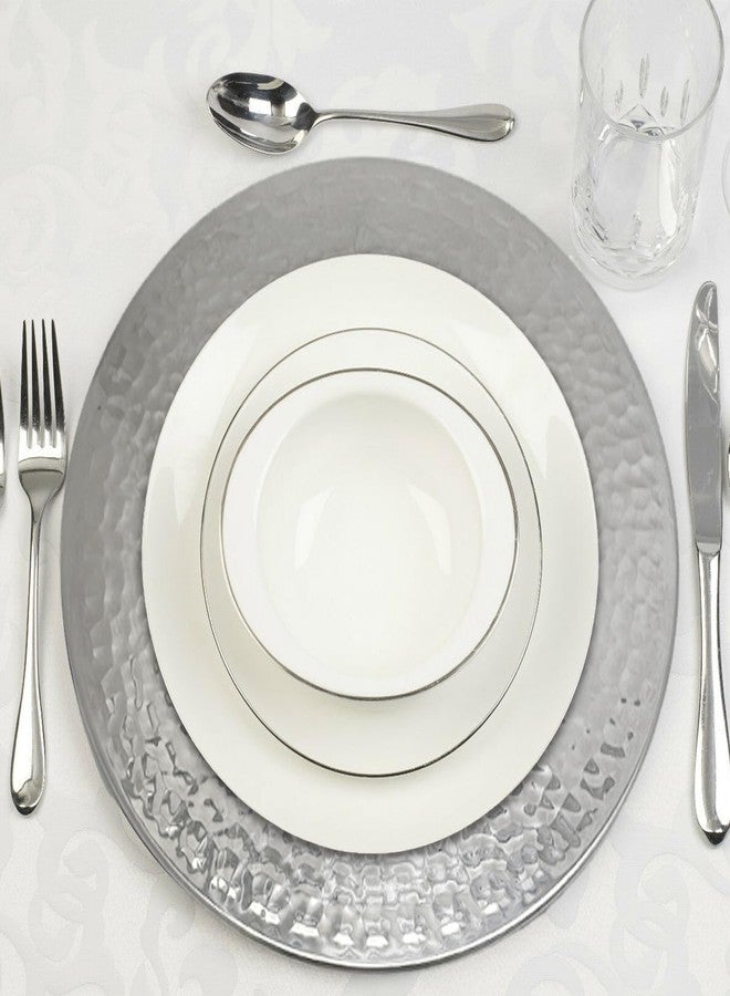 Brightalk 13-Inch Stainless Steel Hammered Charger Plates, Silver Dinner Plate Chargers Set of 6, Round Server Ware - Image 2
