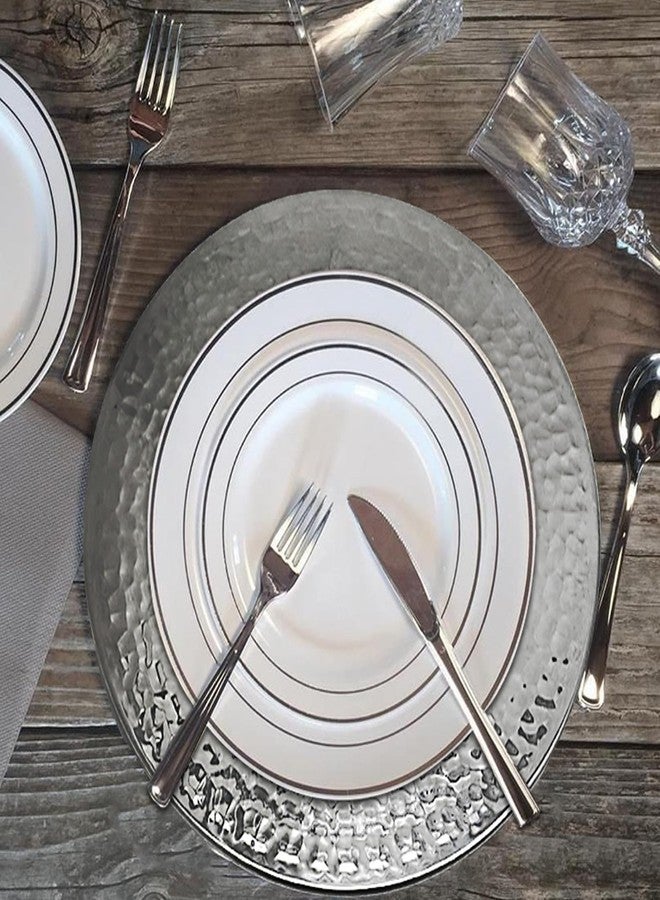 Brightalk 13-Inch Stainless Steel Hammered Charger Plates, Silver Dinner Plate Chargers Set of 6, Round Server Ware - Image 3