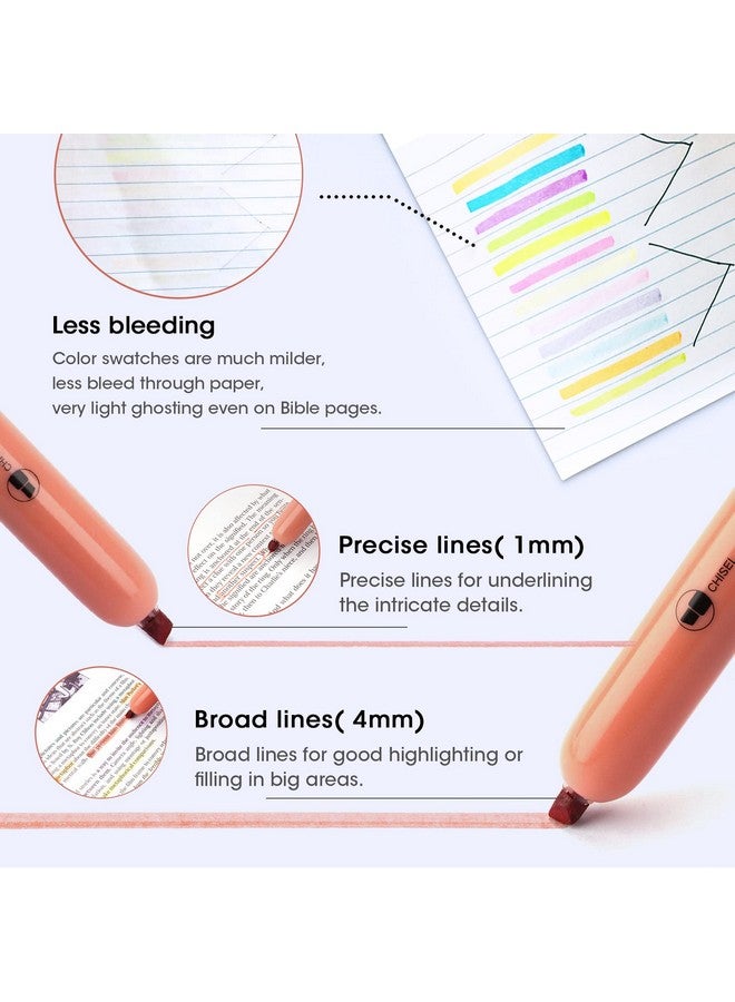 WRITECH أقلام تحديد قابلة للسحب بألوان متنوعة: مجموعة أقلام تحديد هايلايتر جمالية بطرف إزميل، حزمة حبر متعدد الألوان لا تنزف من أجل تسليط الضوء على اليوميات (12 قيراط محايد) - Image 5