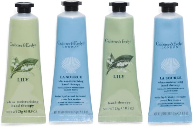 Crabtree and Evelyn Hand Therapy Set La Source 9 oz and Lily Set of 4