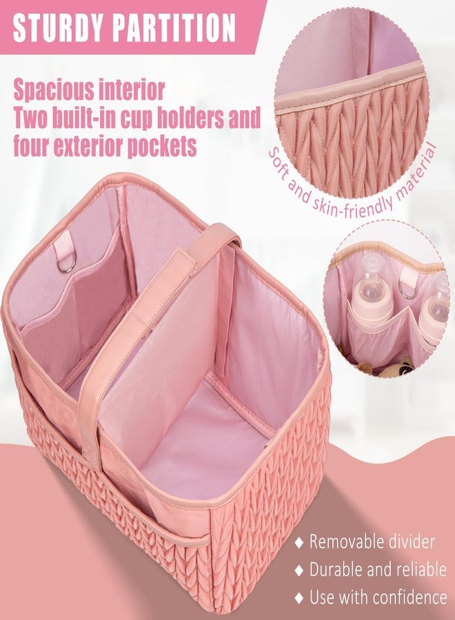 HLWDFLZ Baby Diaper Caddy Organizer – Adjustable Shoulder Strap, Large Nursery Storage Basket for Diapers & Wipes, Newborn Essentials, Boy & Girl Baby Shower Basket - Image 3