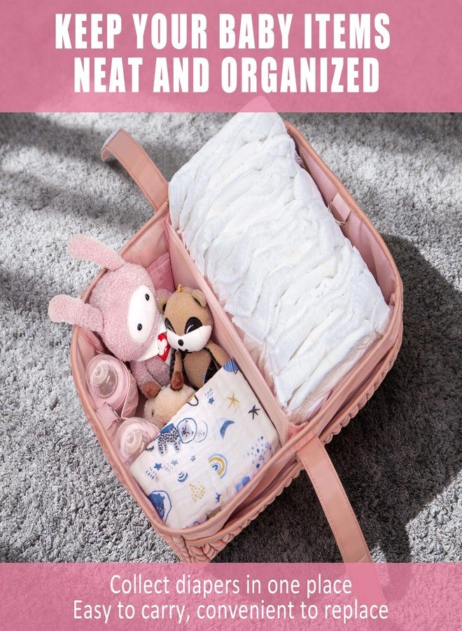 HLWDFLZ Baby Diaper Caddy Organizer – Adjustable Shoulder Strap, Large Nursery Storage Basket for Diapers & Wipes, Newborn Essentials, Boy & Girl Baby Shower Basket - Image 2