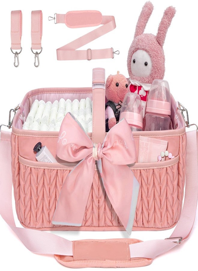 HLWDFLZ Baby Diaper Caddy Organizer – Adjustable Shoulder Strap, Large Nursery Storage Basket for Diapers & Wipes, Newborn Essentials, Boy & Girl Baby Shower Basket - Image 1