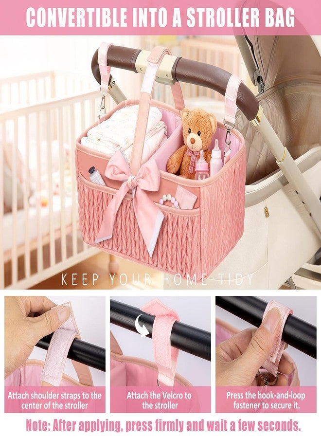 HLWDFLZ Baby Diaper Caddy Organizer – Adjustable Shoulder Strap, Large Nursery Storage Basket for Diapers & Wipes, Newborn Essentials, Boy & Girl Baby Shower Basket - Image 5