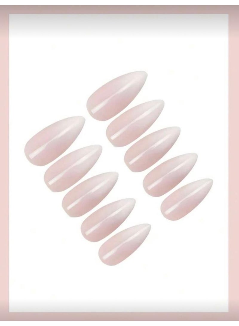 Shein 24 medium almond shaped nude beige nail pieces - Image 3