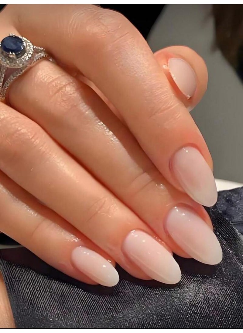 Shein 24 medium almond shaped nude beige nail pieces - Image 1