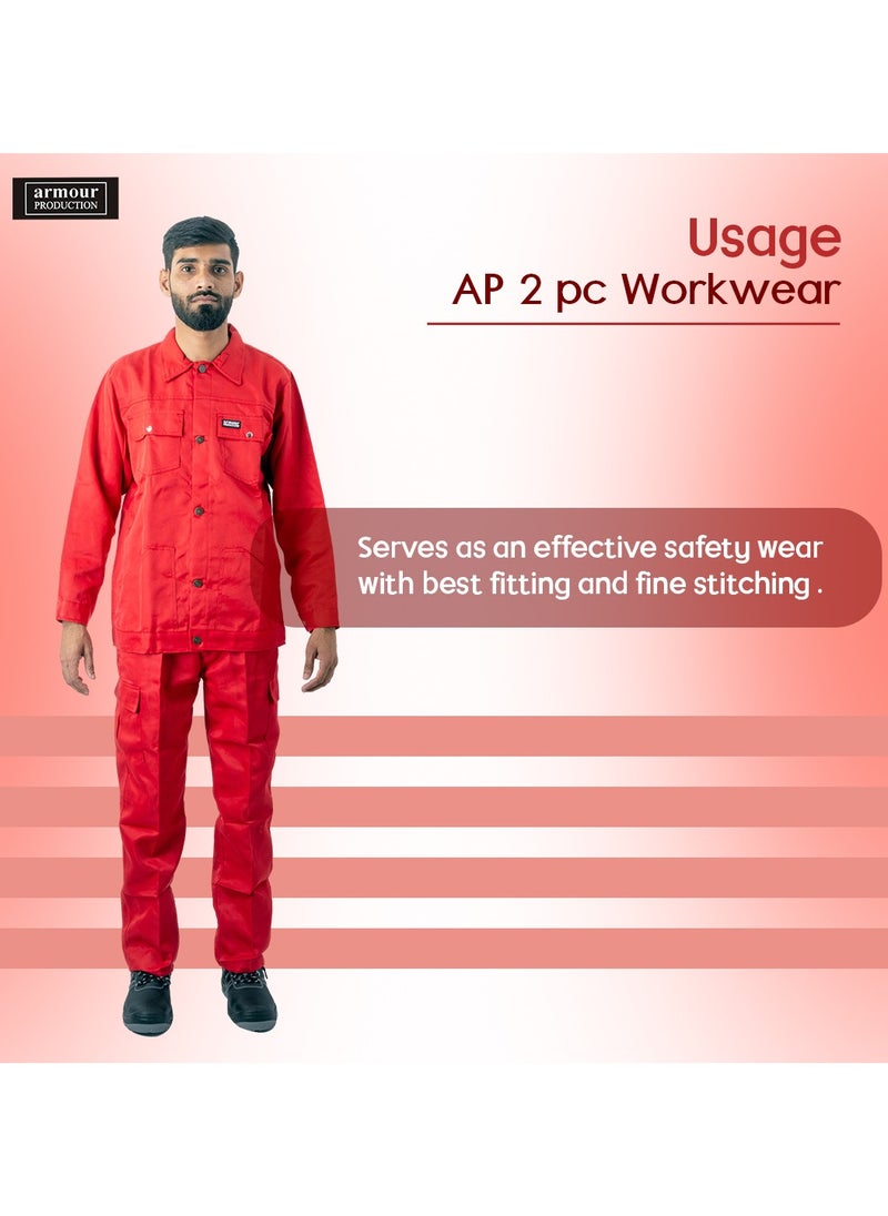 Armour Production - Armour Production Heavy-Duty Protective Workwear Coverall | Full-Body Industrial Safety Suit & Breathable Fabric for Construction, Manufacturing & Hazardous Environments | Red | Size-L - Image 1