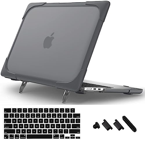 Midkart Kickstand Case Compatible with MacBook Air 13.6 inch M5 M4 M3 M2 Release 2026-2022 A3449 A3240 A3113 A2681 Heavy Duty Hard Shell Shockproof Protecive Cover for MacBook Air 13 inch Case, Grey - Image 1