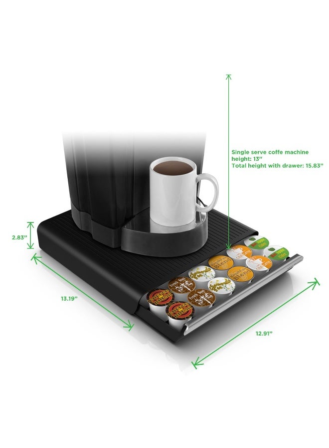 Mind Reader Single Serve Coffee Pod Drawer, 36 Pod Capacity, Countertop Organizer, 13.25"L x 12.75"W x 2.75"H, Black - Image 3