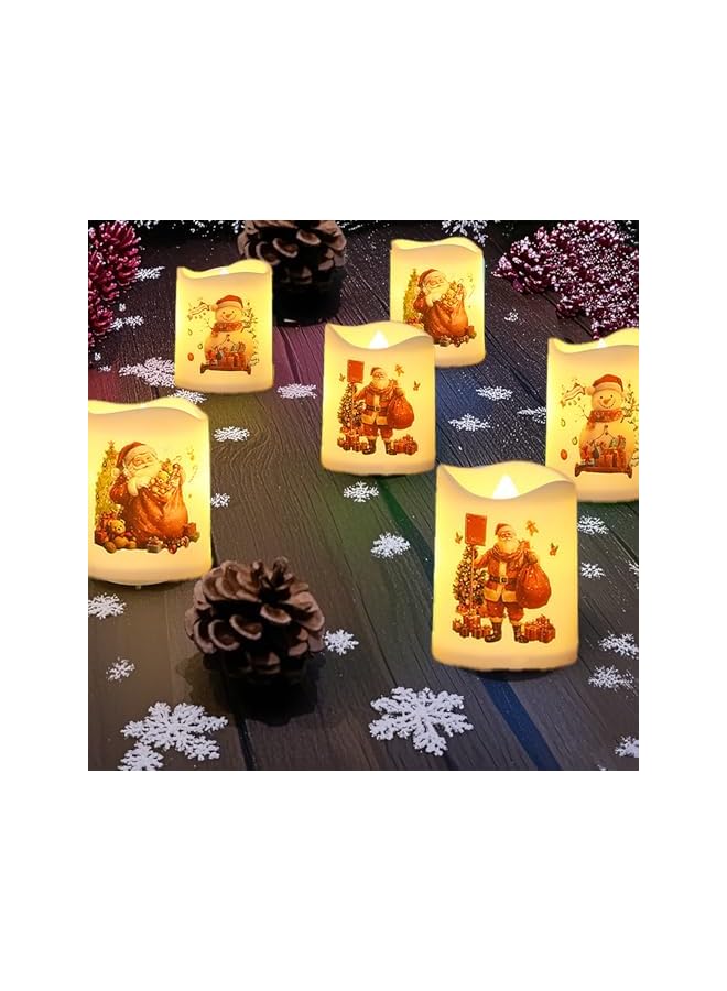 Green Tiger 6 Pack Christmas Flameless Votive Candles Santa Snowman Battery Operated LED Candles Flickering Electric Fake Tealights Set Warm White for Christmas Home Party Decor (6PCS) - Image 5