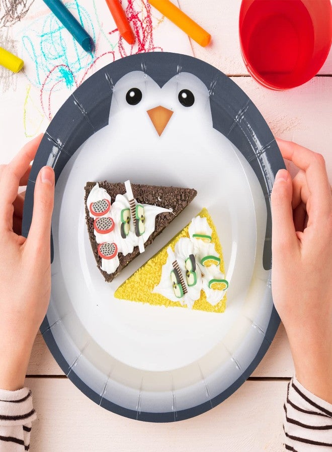 FIT Disposable Round Paper Plates, Biodegradable Eco Friendly Material Picnic Birthday Party Dinnerware, 25 Counts, Penguin - Image 5