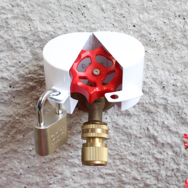 TEMEILI Outdoor Faucet Lock with Padlock Hose Bib Lockout Device Outside Water Spigot Garden Hose Water Valve Locks Prevent Water Theft and Unauthorized Water UseWhite - Image 2