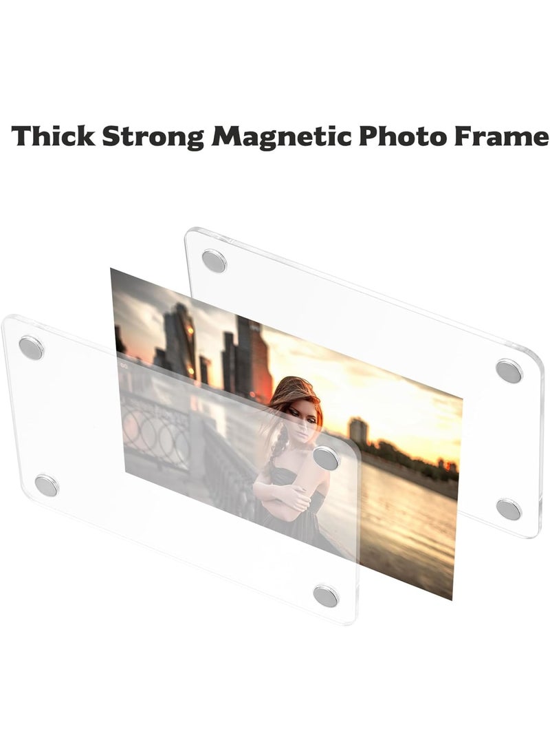 SYOSI Acrylic Photo Frames, Double Sided Transparent Magnetic Frames, Clear Frameless Picture Holders, 3.54x2.36 inch, 12 Pcs for Home and Office Display - Image 4