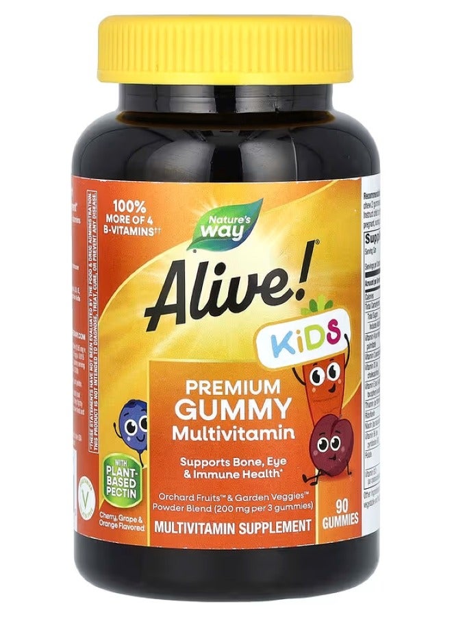 Nature's Way Alive! Kids Premium Multivitamin Cherry Orange & Grape 90 Gummies - Image 1
