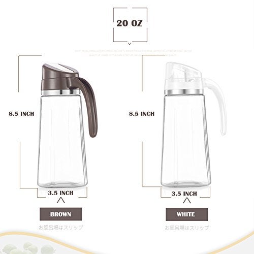 Marbrasse Oil Dispenser for Kitchen,20 OZ /600ml Leakproof Glass Oil Bottle with Auto Flip Cap,Olive Oil Container for Kitchen Cooking (White) - Image 2
