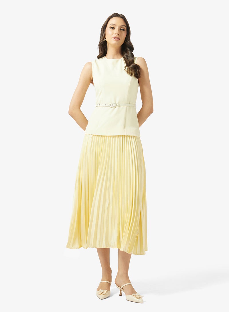 Style Cheat Crew Neck Belted Dress - Image 1