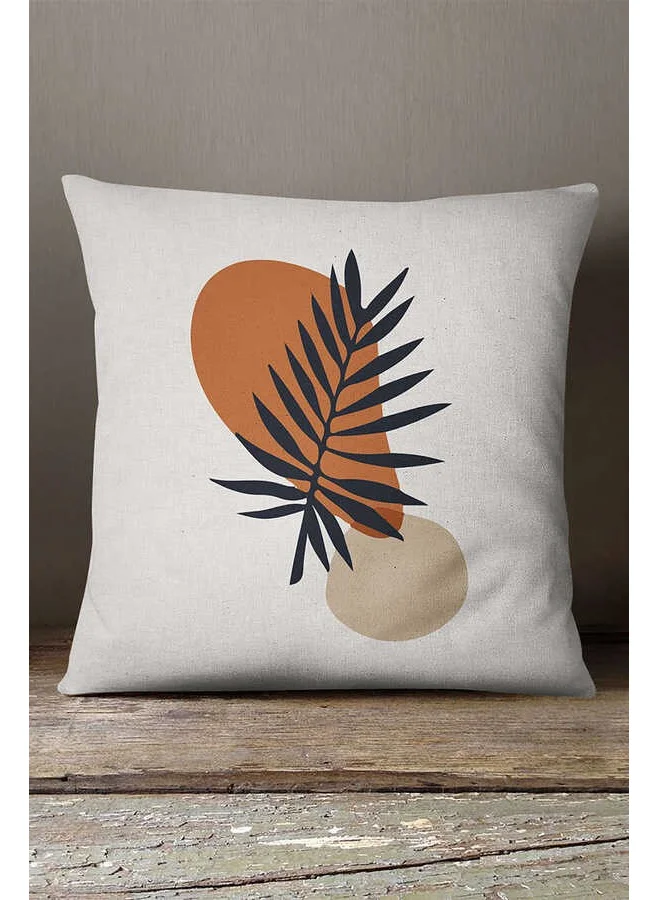 İnsense Home Velvet Babyface Navy Blue Orange Bohemian Style Leaf Patterned Printed Throw Pillow Pillow Case CGH662