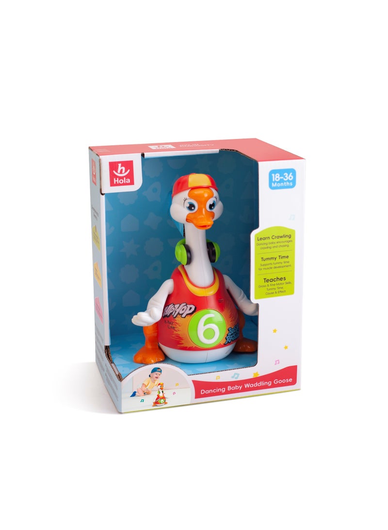 Hola Dancing Baby Waddling Goose - Interactive Hip-Hop Swing Goose with Lights, Music, and Dance Moves, Encourages Crawling, Motor Skills, and Cognitive Development for Toddlers (Red) 18M+ - Image 5