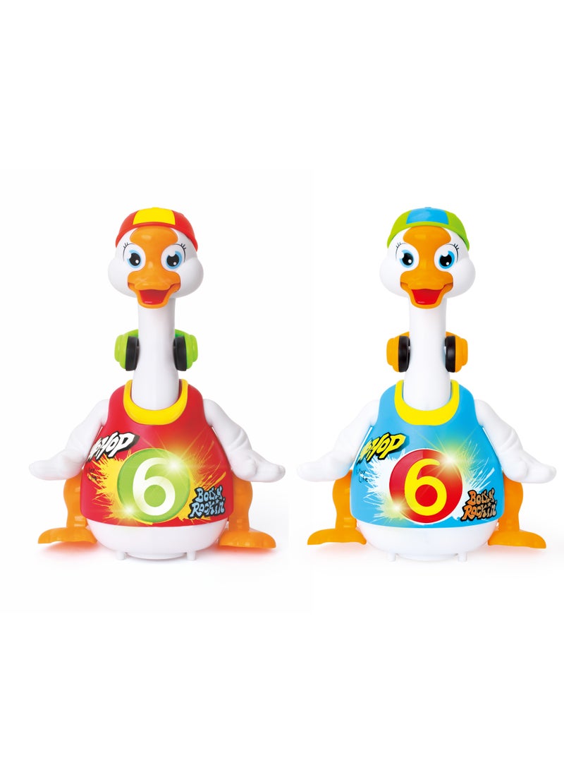 Hola Dancing Baby Waddling Goose - Interactive Hip-Hop Swing Goose with Lights, Music, and Dance Moves, Encourages Crawling, Motor Skills, and Cognitive Development for Toddlers (Red) 18M+ - Image 4